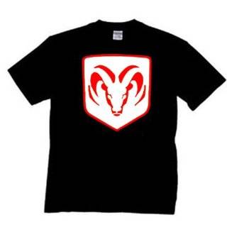 Dodge Ram T shirt Red White Logo Design by Trenz Shirt Company