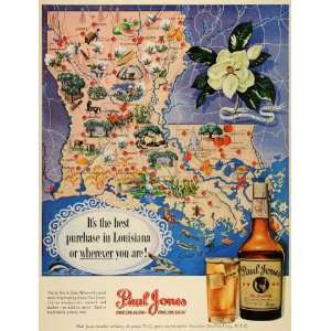 1950 Ad Louisiana Illustrated Map Paul Jones Blended Whiskey Frankfort 