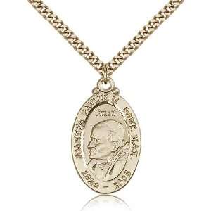  Gold Filled Pope John Paul II Medal Pendant 1 1/8 x 3/4 