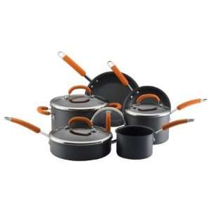 Rachael Ray Hard Anodized Nonstick 10 Piece Cookware Set, Orange (Tool 