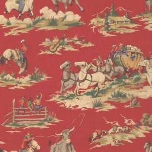  54 Wide Waverly Wild West Red Fabric By The Yard: Arts 