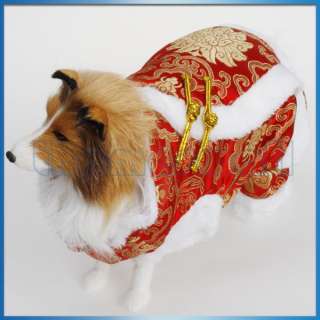 Pet Dog Chinese Tang Dress Suit Coat Clothing Costume Christmas 