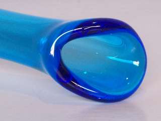 Vintage Fenton Bright Blue Glass Hobnail Stretch Vase  