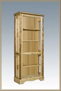 Log Curio Cabinet Solid Pine Bookcase NEW  