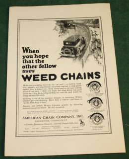 Vintage 1924 Weed Tire Chains Ad Nat Geo  