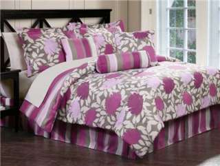 Large Flower Lavender Purple Blossom Comforter Bedding Set Throw 