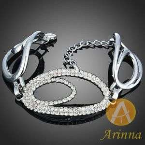   design shape linked chain Bracelet Swarovski Crystal 18k white Gold GP