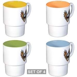  Stackable Coffee Mugs (4) Bald Eagle with Feathers 