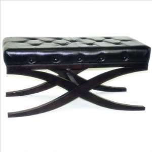   Oriental Furniture WB 4483 X Leg Faux Leather Bench Furniture & Decor