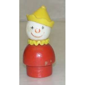  Vintage Wooden Fisher Price Little People RED Clown 