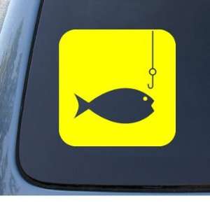 FISH AND HOOK   Fishing   Vinyl Car Decal Sticker #1316  Vinyl Color 