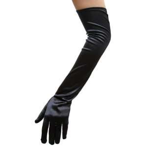  Black Satin Gloves (Opera Length) ~ Great for Formal 