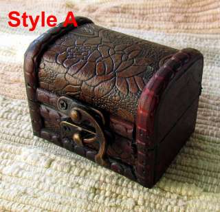   Wooden Trinket Box A jewelry coins treasure chest gift  