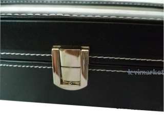10 Grids Black Leather Watch Display Case Square Box Storage Jewelry 