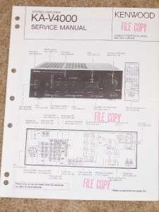 Kenwood KA V4000 Stereo Amplifier Service Manual  