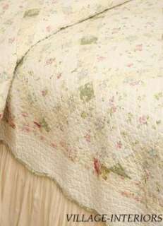 ANNALISE CHIC n SHABBY PINK SAGE KING COTTON QUILT SET  
