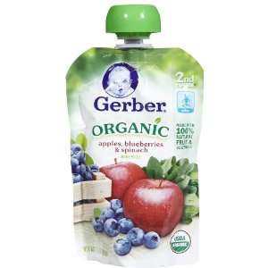 Gerber Organic 2nd Foods Apples Blueberries & Spinach   12 pk  