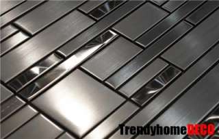   Stainless Steel Metal pattern Mosaic Tile Kitchen Backsplash Wall Sink