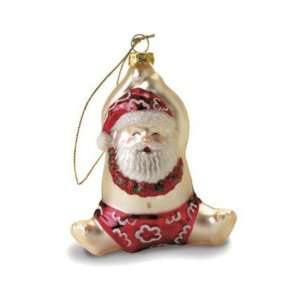   Santa Hanging Around Glass Ornament With Glitters
