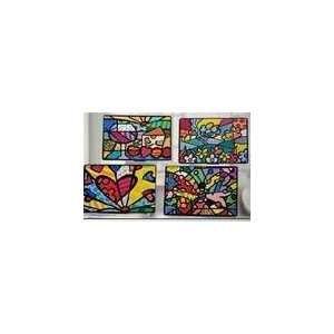  Romero Britto Paper & Wood Placemats with Cork Back, Set 4 