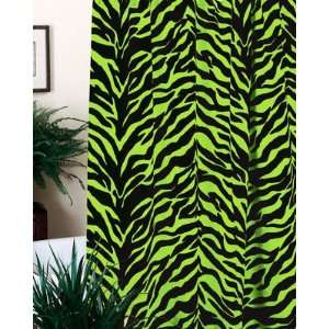  Black & Lime Green Zebra Print Shower Curtain 72 x 72 