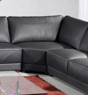 3333 Italian Leather Sectional Sofa Set Black  