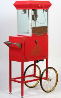 Ounce Red Theater Style Popcorn Popper Machine & Cart 613103003740 