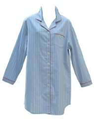 RocketWear Womens Pastel Pop Blue Grey Long Sleeve Cotton Flannel 