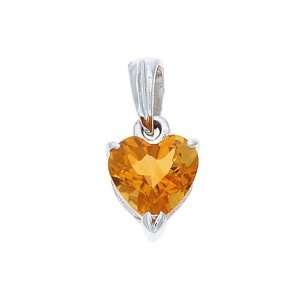   Gold Genuine Citrine Heart Shaped 6 mm. Solitaire Pendant Jewelry