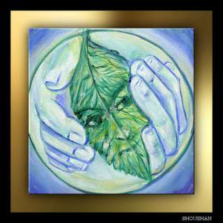 Reiki Green Man Earth Healing Hands Painting Original  
