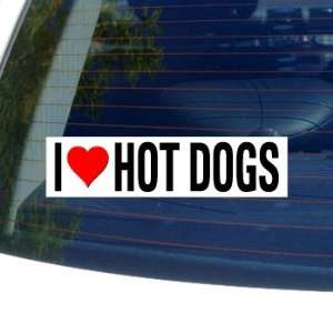  I Love Heart HOT DOGS   Window Bumper Sticker: Automotive