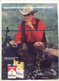 1970 VINTAGE AD Marlboro Man Cigarettes COWBOY CAMP  
