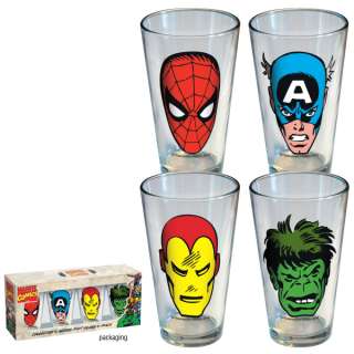 Marvel Comics Characters Faces Pints 4 Glass Set, NEW BOXED  