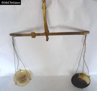 19C. ANTIQUE MEDICAL APOTHECARY 10g. SCALES w/HORN CUPS  