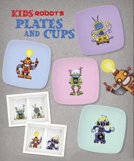 ROBOTS Tek Computer Kid Plates and Cups Set Melamine  