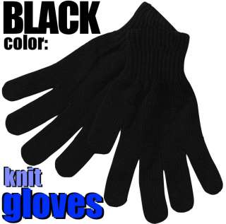 Black Mens Knit Gloves Winter Warm Full Finger Magic  