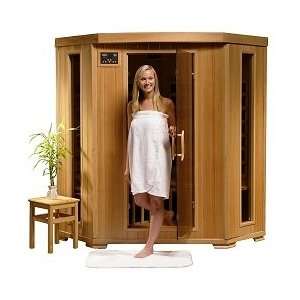   Person Solid Hemlock Wood Corner Unit Infrared Sauna w/Carbon Heaters