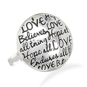 Inspirational Message Talking Ring Love Believe Endure Sterling Silver