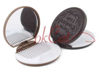 Cute Cookie Shaped Design Mirror Makeup Chocolate Comb  