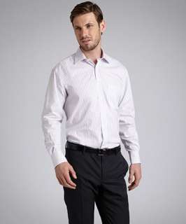 Alara lavender bar striped cotton spread collar dress shirt