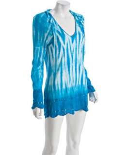 PJ Salvage aqua tie dye cotton Bali coverup tunic   up to 70 