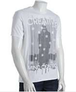 style #314102501 white cotton Creative Mind Control graphic t shirt
