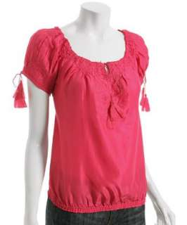 Joie rose red silk Live In Love embroidered blouse   up to 