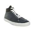 prada prada sport blue leather nylon trim hi top sneakers