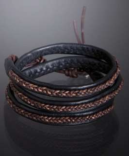 Chan Luu black and red brown braided leather wrap bracelet
