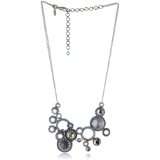 sorrelli salt water circular set crystal bib silver tone necklace $ 