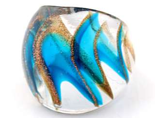 free ship Murano Lampwork Glass Ring size #7 Band r052  