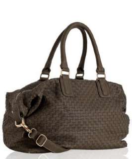 Deux Lux dark olive woven faux leather Luella overnight bag 