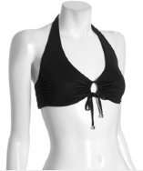 DKNY black tie front halter bikini top style# 316802001