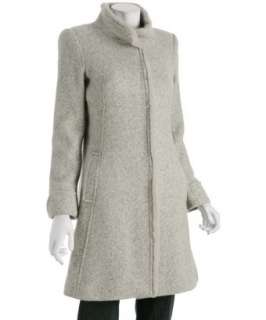 MICHAEL Michael Kors heather grey wool fox trim standing collar coat 